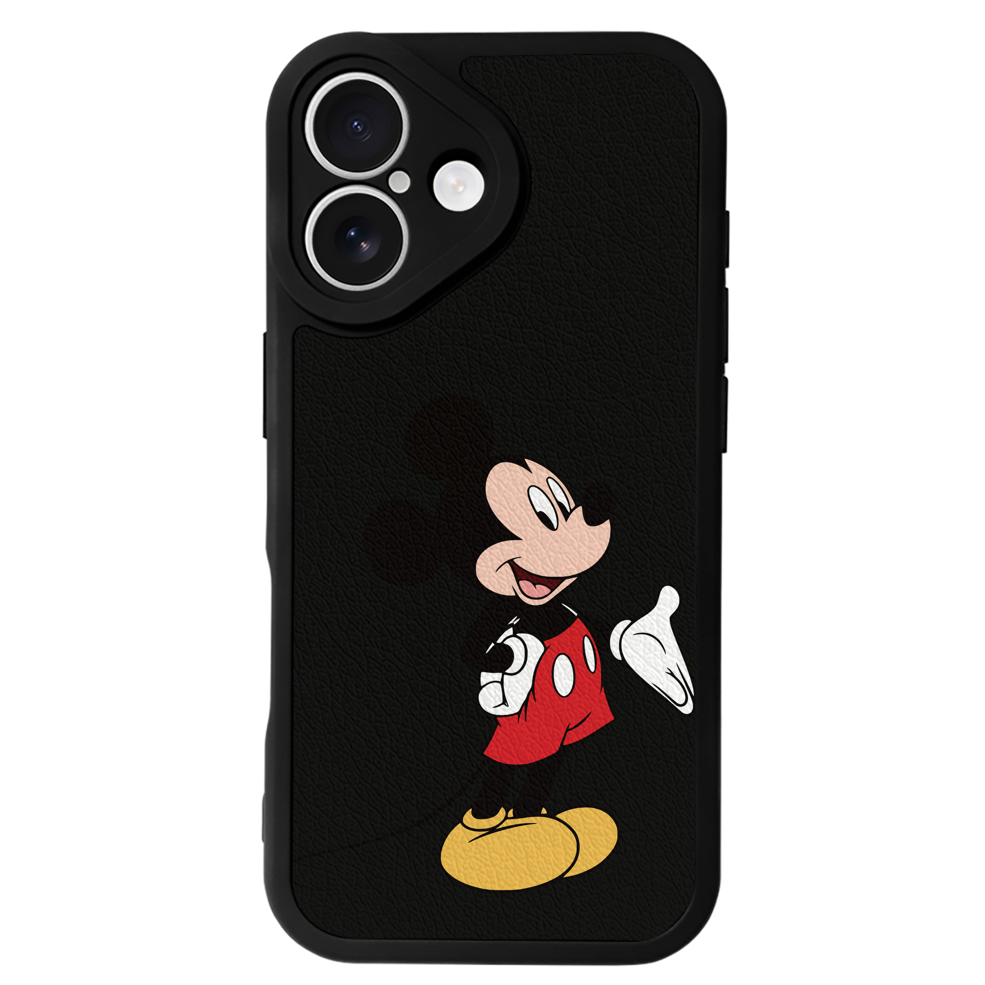 （画像用） ミッキーマウス Mickey Mouse 【iPhone 16シリーズ対応】シリコンスマホケース（レザー調） 材質：シリコン